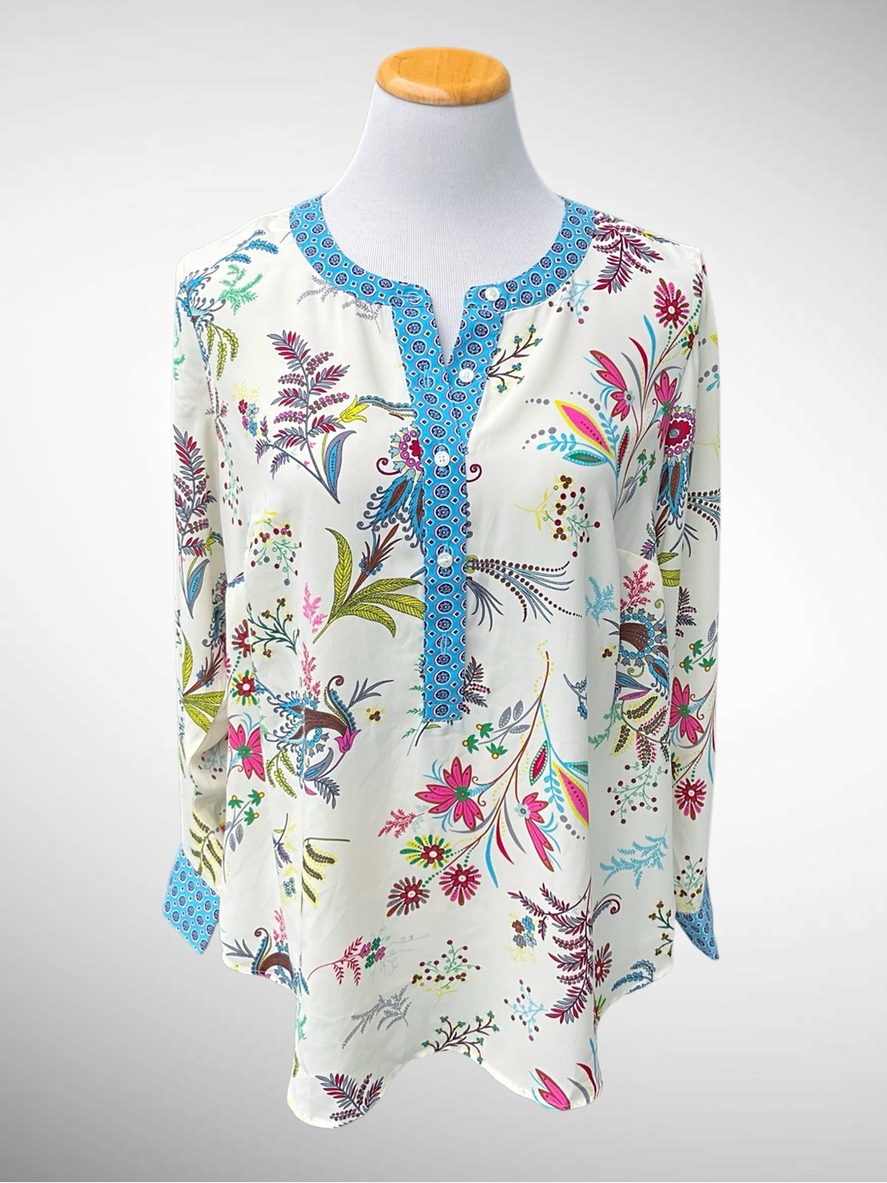NWT Talbots Plus-Size Band Collar Popover Dancing Floral Top